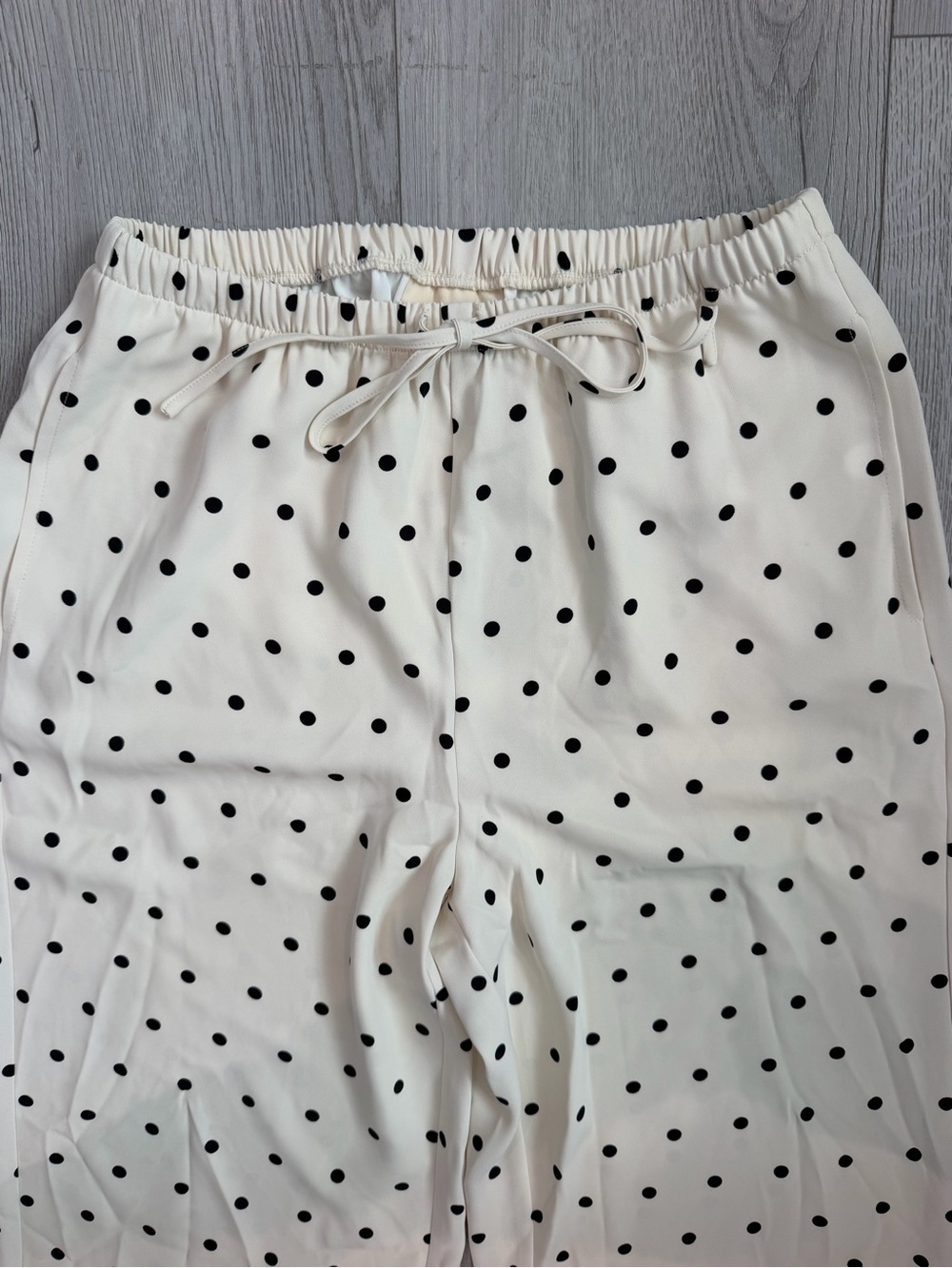 Cream Polka Dot Wide-Leg Women's Pants - Picture 2 of 3